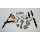 A collection of gents wrist watches and pocket watches Condition Report: Available upon request