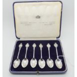 A cased set of silver teaspoons, 20th Century Royal Family, London 1936 Condition Report: