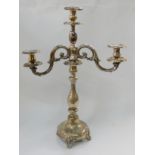 A continental silver plated three-light candelabrum, 52cm high Condition Report: Available upon
