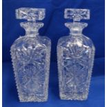 A pair of cut glass tapered decanters Condition Report: Available upon request