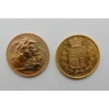 Two gold full sovereigns, 1850 and 1981 Condition Report: