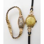 A 9ct gold ladies Grosvenor ladies watch with gold plated strap, together with a vintage Homis