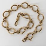 A 9ct gold fancy link fob chain bracelet length 24.5cm, weight 20gms Condition Report: Available