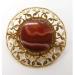 A 9ct gold Ward Brothers carnelian brooch, diameter 4cm, weight 8.5gms Condition Report: Available