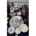 A collection of decorative ceramics including Spode, continental basket marked JR, Halcyon Days 2001