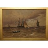 BRITISH SCHOOL Sailing vessels, watercolour, 17 x 25cm and three others (4) Condition Report: