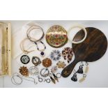 A Dior necklace, a Vogue Vanities compact, and a silver Robert Allison brooch etc Condition