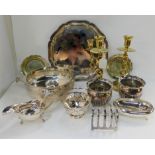 A tray lot of EP - candlesticks, salver, bowl, vases etc Condition Report: Available upon request