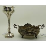 A lot comprising a silver vase (weighted) and a silver bowl, bearing import marks, 275gms (2)