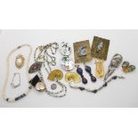 A pair of silver lapis lazuli earrings, a silver opal doublet bracelet and other items Condition