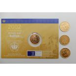 Four gold half sovereigns, 1877, 1905, 1914 and 2002 Condition Report: Available upon request