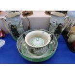 A Royal Doulton series ware wash set, comprising two ewers, washbowl, soap dish and chamber pot