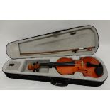 A modern violin, 35cm with bow 73cm and case Condition Report: Available upon request