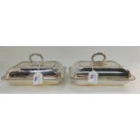 A pair of silver plated entree dishes and covers Condition Report: Available upon request