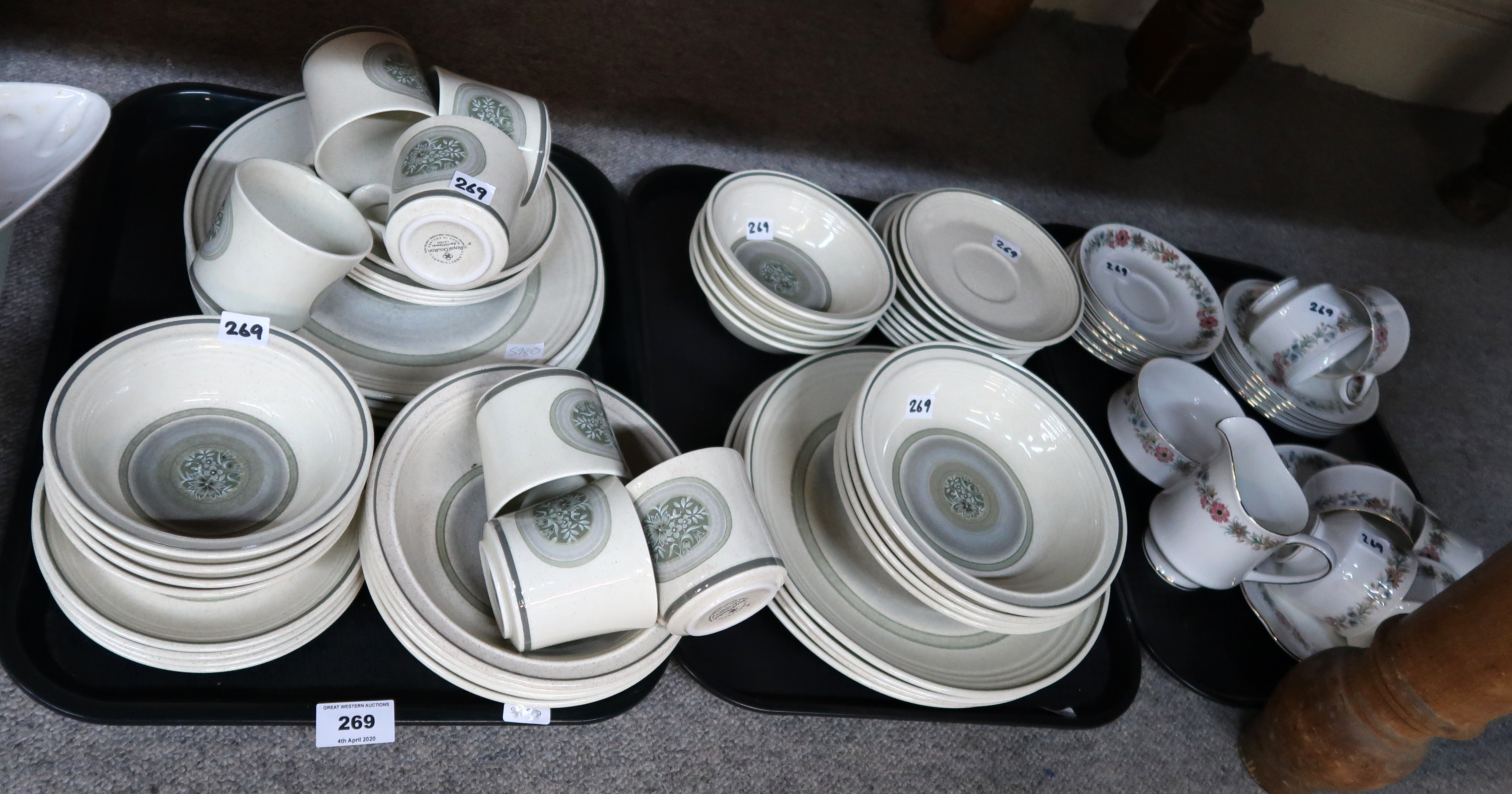 A Royal Doulton Sunflower dinner service, together with a Paragon Belinda teaset Condition Report: