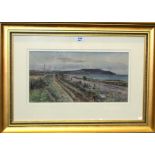 ALEXANDER BROWNLIE DOCHARTY On the shore road, signed, watercolour, 23 x 44cm Condition Report: