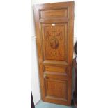 An inlaid mahogany door with painted panels, 185cm high x 61cm wide Condition Report: Available upon