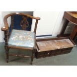 A mahogany corner chair and a small mahogany cabinet with nine drawers (2) Condition Report: