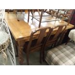 An oak extending dining table with six dining chairs (7) Condition Report: Available upon request