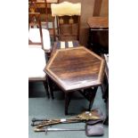 A parlour chair, occasional table and fire tools Condition Report: Available upon request