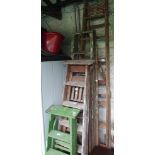 Five wooden step ladders (5) Condition Report: Available upon request