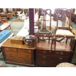 Two Victorian two over three chests of drawers and two mahogany dining chairs (4) Condition