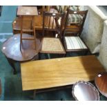 A coffee table, occasional table, plant stand and two chairs (5) Condition Report: Available upon