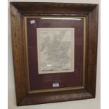 An oak framed map of Scotland, two watercolours by Isabelle Montgomery, picture frame and a toilet
