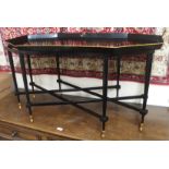 A mid-Century black and gilt table with tray top Condition Report: Available upon request