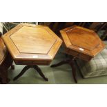 A pair of Chinese hardwood hexagonal tables (2) Condition Report: Available upon request