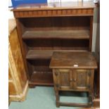 An oak open bookcase and an oak side table (2) Condition Report: Available upon request