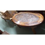 An Indian hardwood coffee table and a marble topped coffee table (2) Condition Report: Available