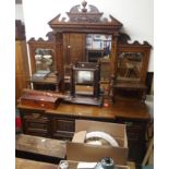 An oak mirror backed sideboard with carved panels Condition Report: Available upon request