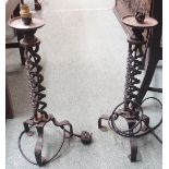 A pair of wrought iron table lamps (2) Condition Report: