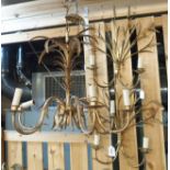 A gilt ceiling light and a pair of matching wall lights (3) Condition Report: Available upon