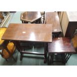 An oak gateleg table, nest of tables and a mahogany table with planter inset (3) Condition Report: