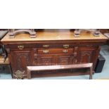 A large oak carved sideboard Condition Report: