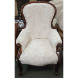 A Victorian walnut carved armchair and a mirror (2) Condition Report: Available upon request