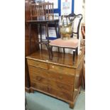 A Victorian walnut two over three chest of drawers, chair, coal hod, table and magazine rack (5)