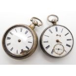 A silver pair cased pocket watch dated London 1871-72,diameter of the case 5cm, together with a