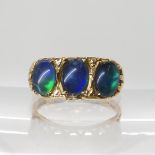 A 9ct gold three opal triplet ring, size O1/2, weight 3.6gms Condition Report: Available upon