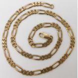 A 9ct gold figaro chain length 57.5cm, link width approx 6.4mm, weight 35.2gms Condition Report: