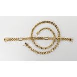 A 9ct fancy link necklace, length 41cm, with similar bracelet length 18.5cm, combined weight 31.4gms