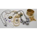 A silver box chain, other items of silver and costume jewellery and a retro Gillex cuff watch