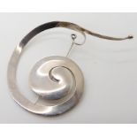 An unusual Georg Jensen silver brooch pattern 392 designed by Vivianna Torun dimensions 9cm x 6.