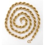 A 9ct gold rope chain width approx 6.1mm, length 62cm, weight 26.6gms Condition Report: Available
