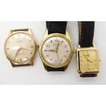 A gold plated gents Waltham watch, and Lanco , and a ladies Uno watch Condition Report: