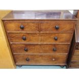 A Victorian mahogany two over three chest of drawers, 114cm high x 109cm wide x 48cm deep (def)