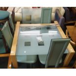 A modern glass topped dining table with six dining chairs (7) Condition Report: Available upon