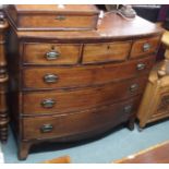 A Georgian mahogany two over three chest of drawers, 103cm high x 116cm wide x 58cm deep Condition